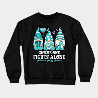 Gnome One Fights Alone Asthma and Allergy Awareness Warrior Crewneck Sweatshirt